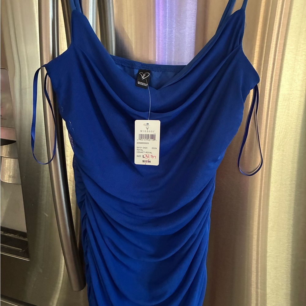 Windsor Women's Blue Draped Mini Dress